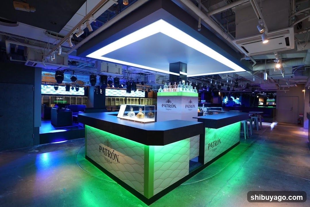 Bar Interior with Patron Tequila Display