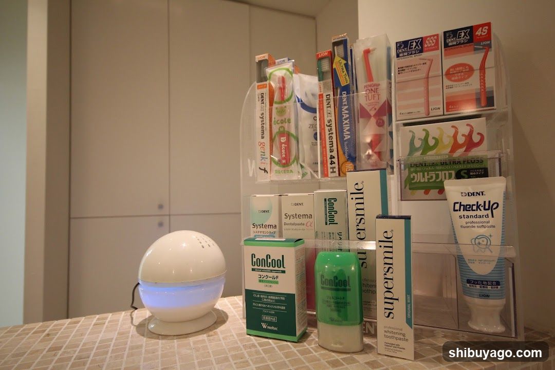 Bathroom Counter with Dental Care Products