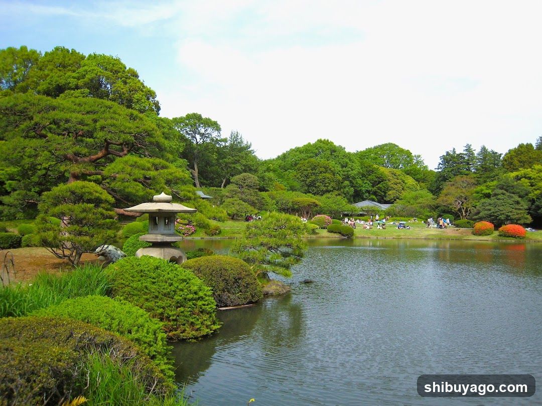 Japanese Garden with Pond and Lantern
