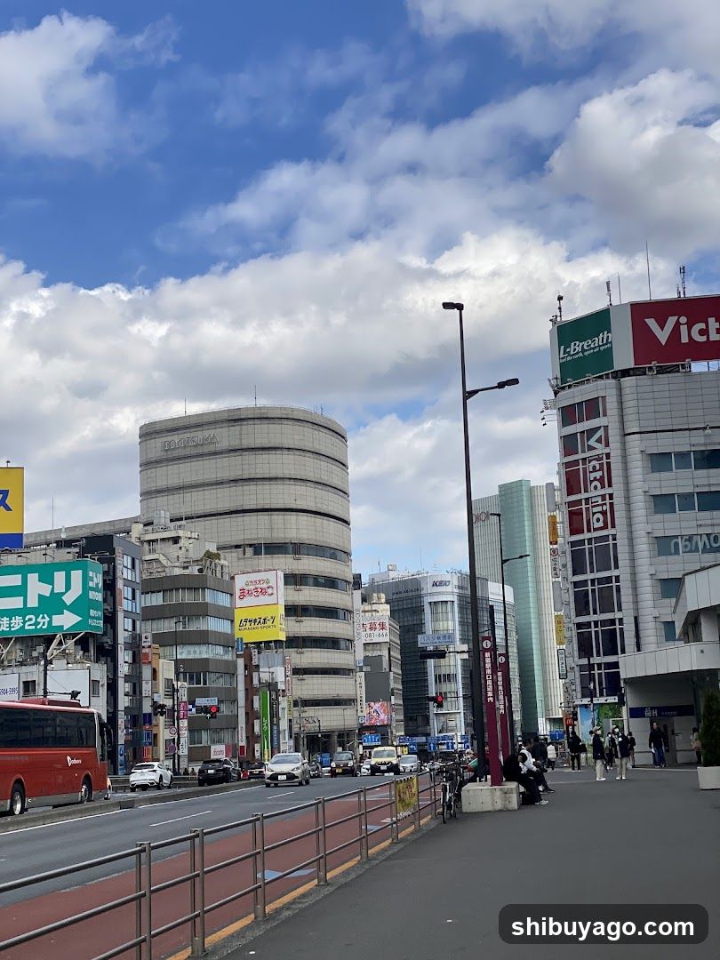 Urban Street Scene with Buildings and Sky