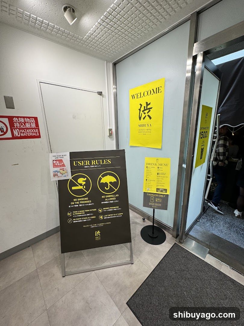 Entrance Area with Rules and Welcome Sign
