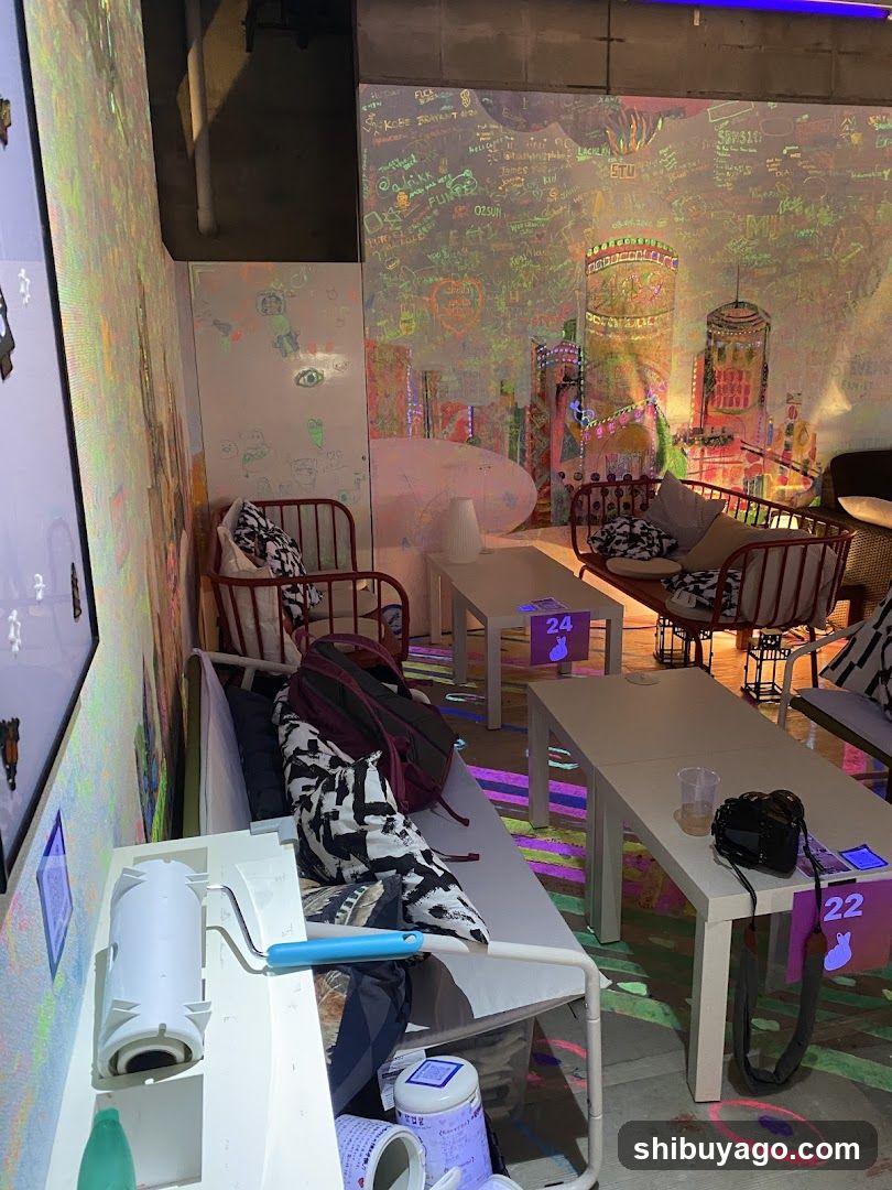 Colorful Interior Space with Graffiti Walls