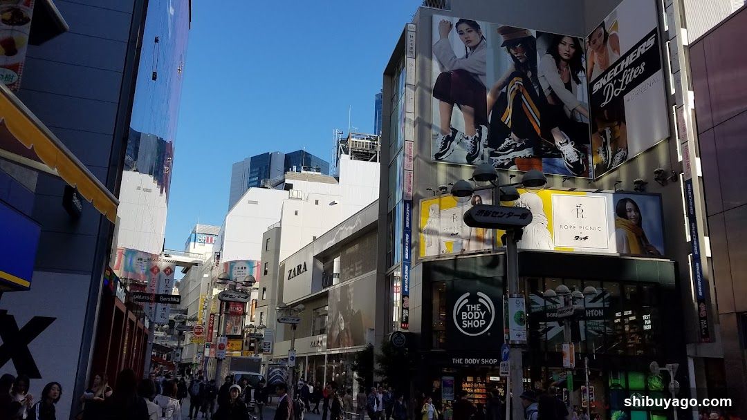 Urban Street Scene with Storefronts and Billboards