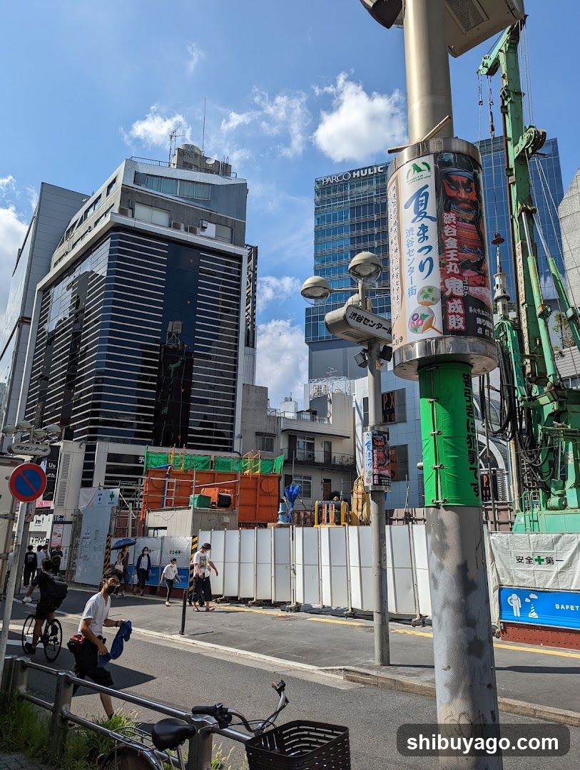 Urban Street Scene with Construction and Pedestrians