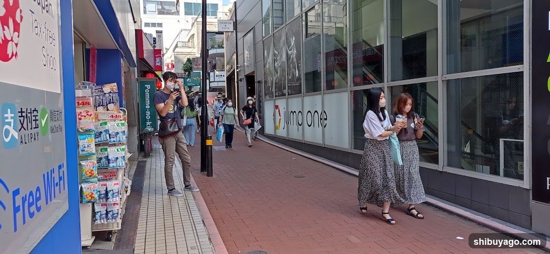 Street Scene with Pedestrians and Storefronts