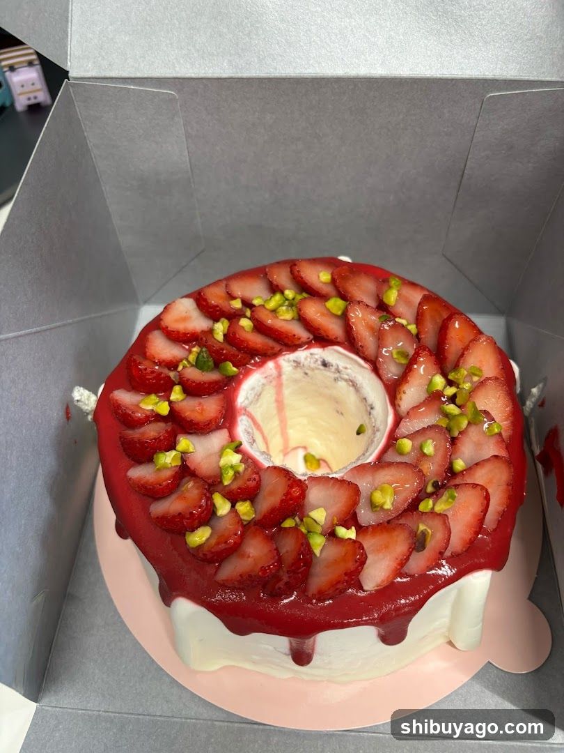 Strawberry Cake with Pistachio Topping