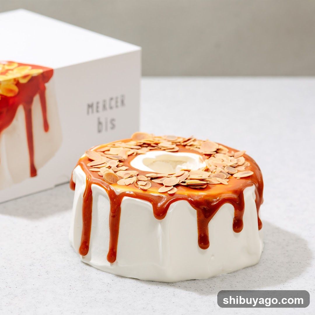 Mercer bis cake with caramel and almonds