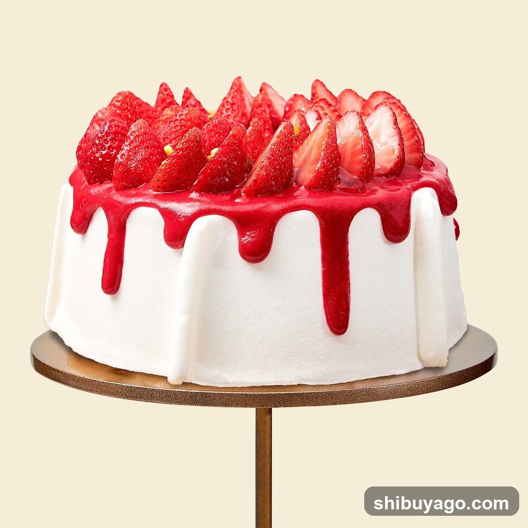 Strawberry Cake with Cream and Glaze