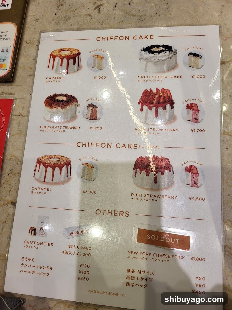 Chiffon Cake Menu