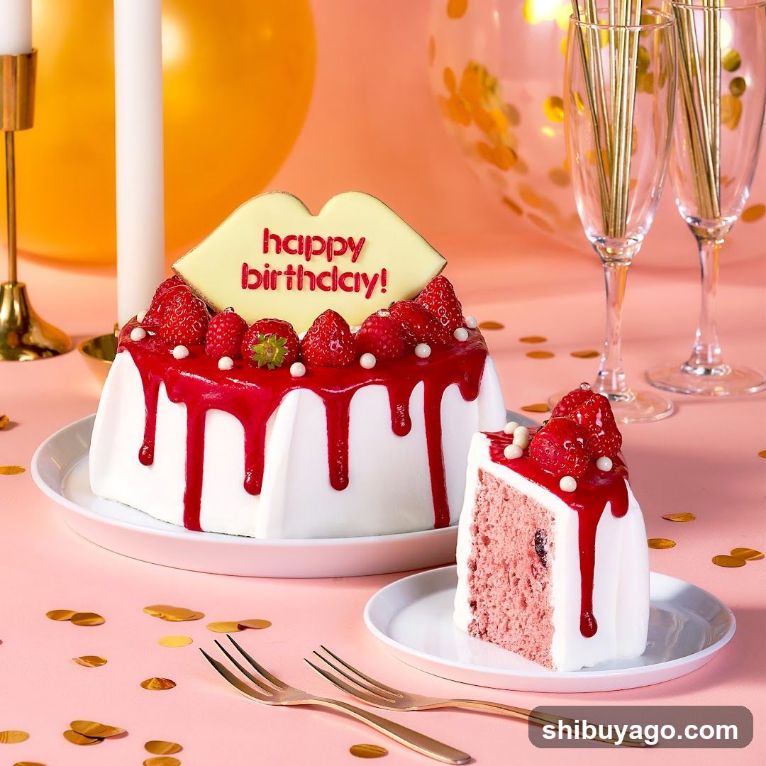 Birthday Cake with Strawberry Topping
