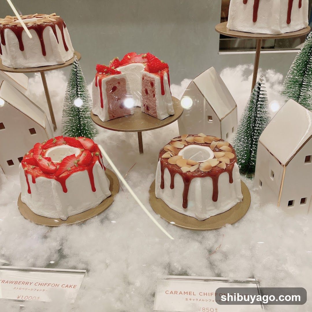 Strawberry and Caramel Chiffon Cake Display