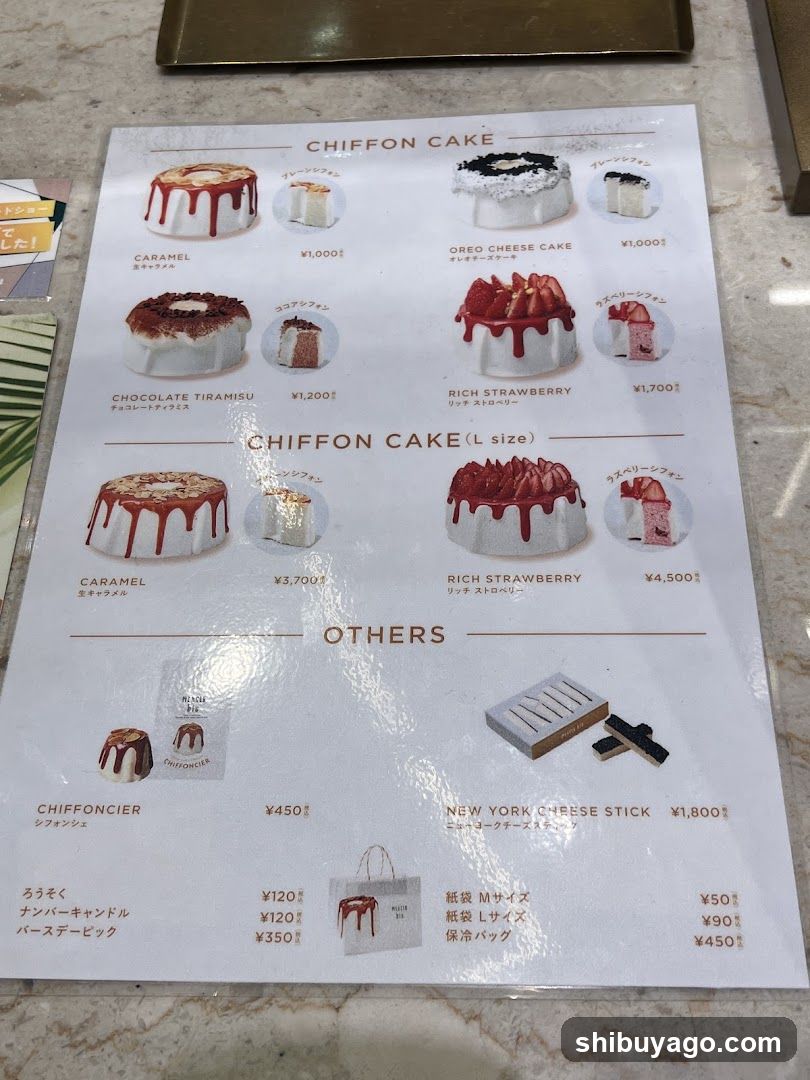 Chiffon Cake Menu