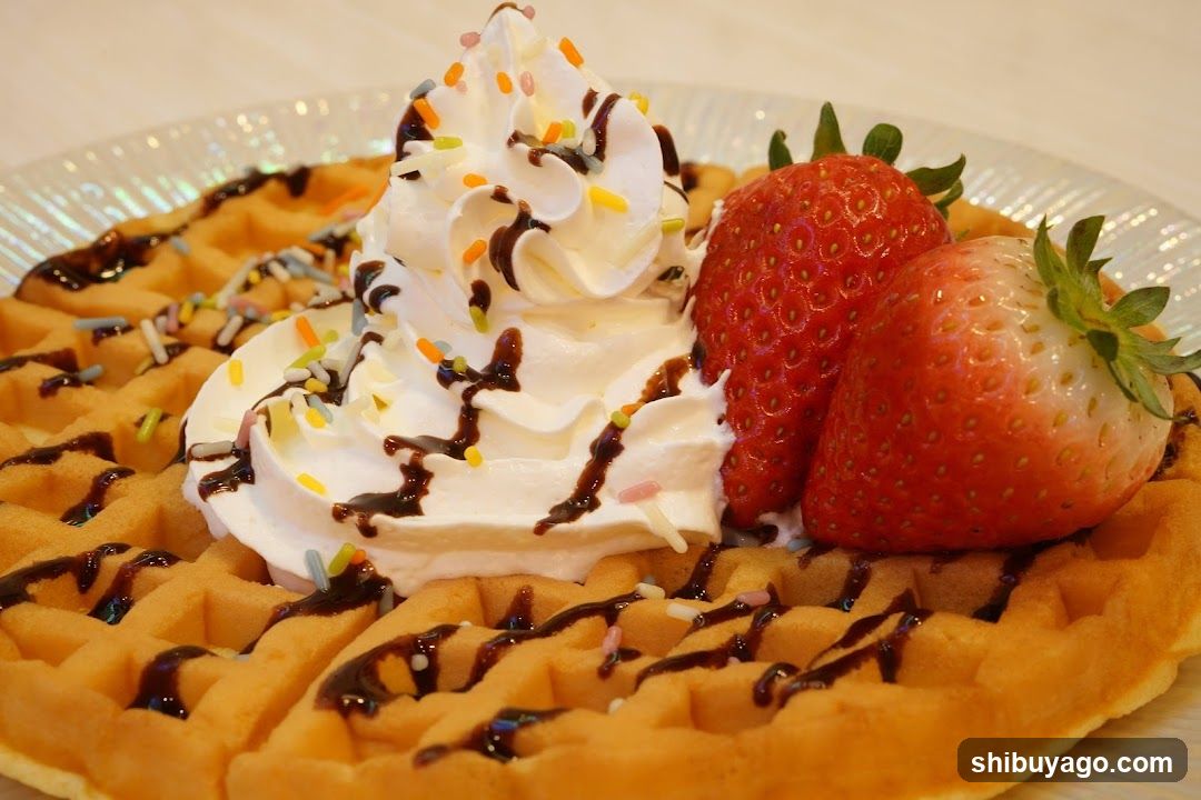Strawberry Waffle with Whipped Cream and Sprinkles
