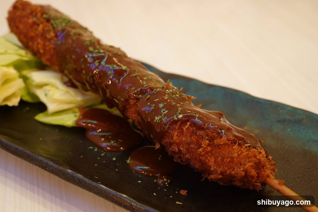 Chocolate-Covered Fried Skewer with Lettuce