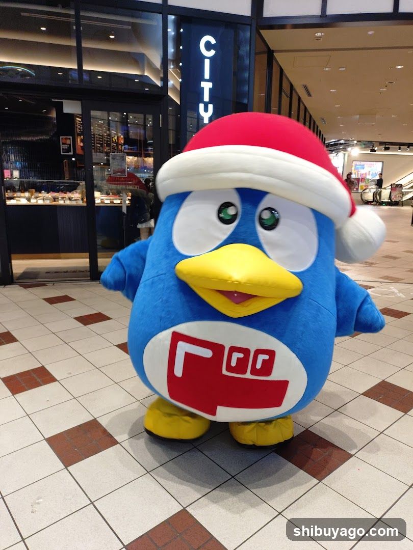 Blue Mascot in Mall