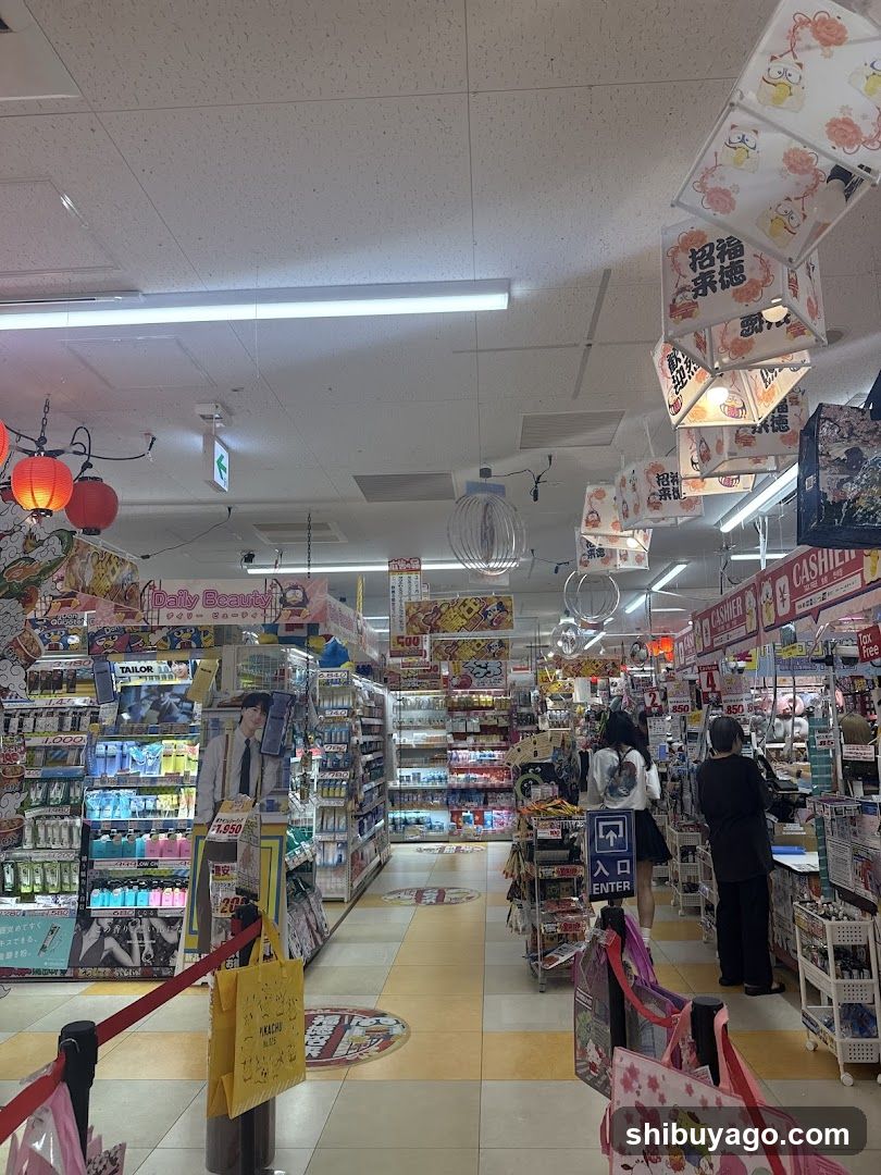 Interior of a brightly lit convenience store or department store
