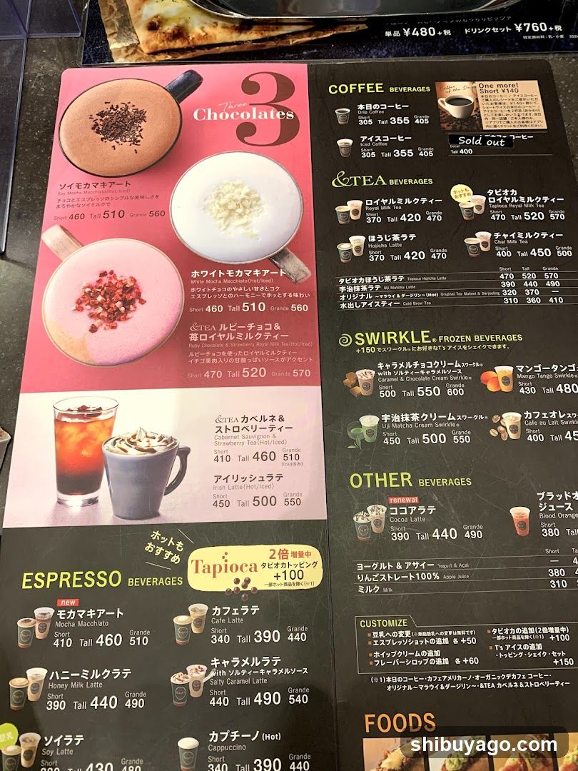 The 3 Chocolates Menu