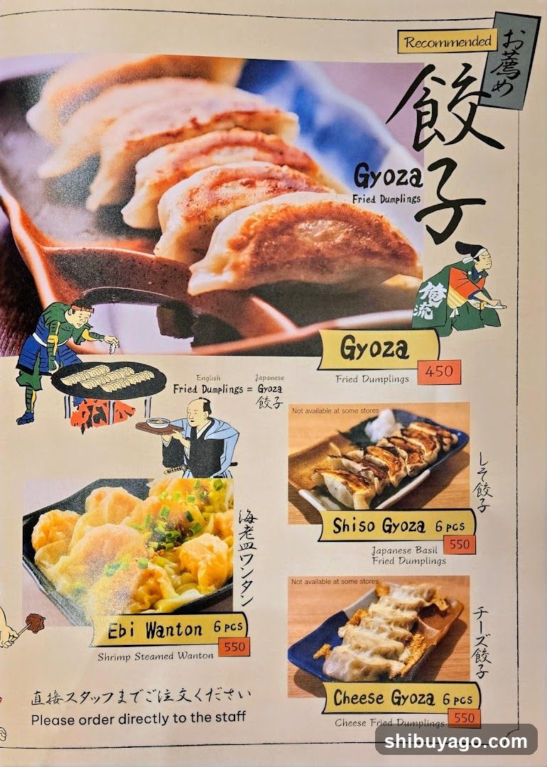 Gyoza Menu