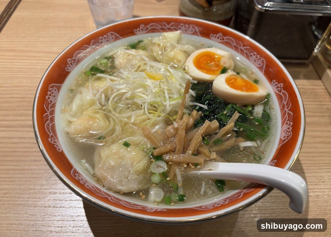 Ramen Bowl with Wontons and Soft-Boiled Egg