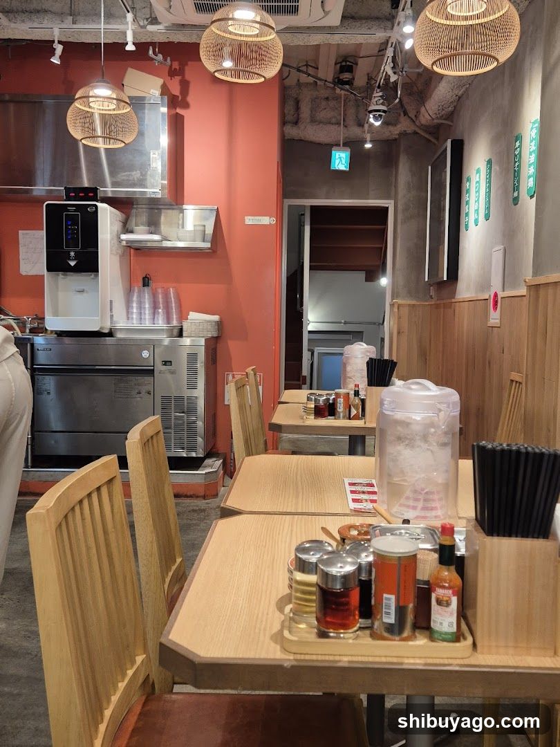 Restaurant Interior with Condiments and Water Dispenser