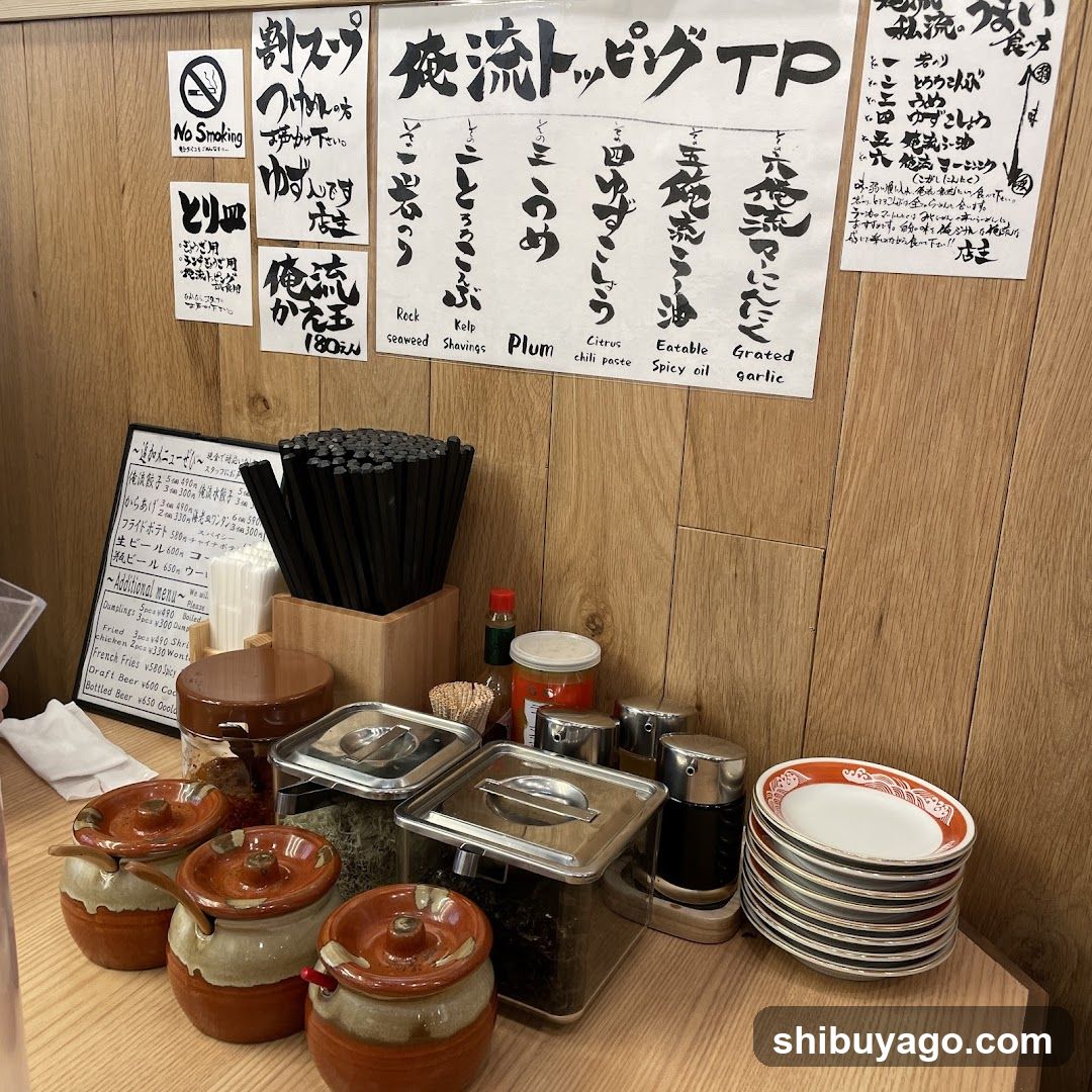 Sushi Bar Condiments and Menu Display