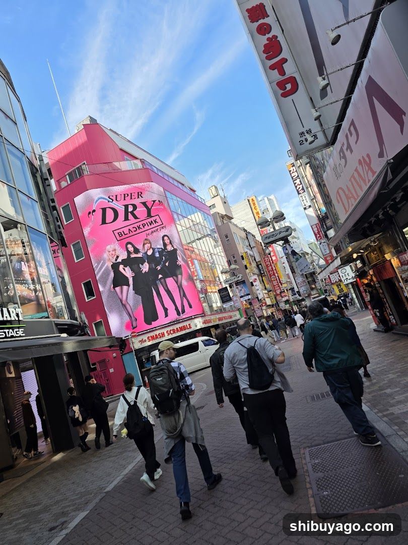 Street scene with K-pop advertisement