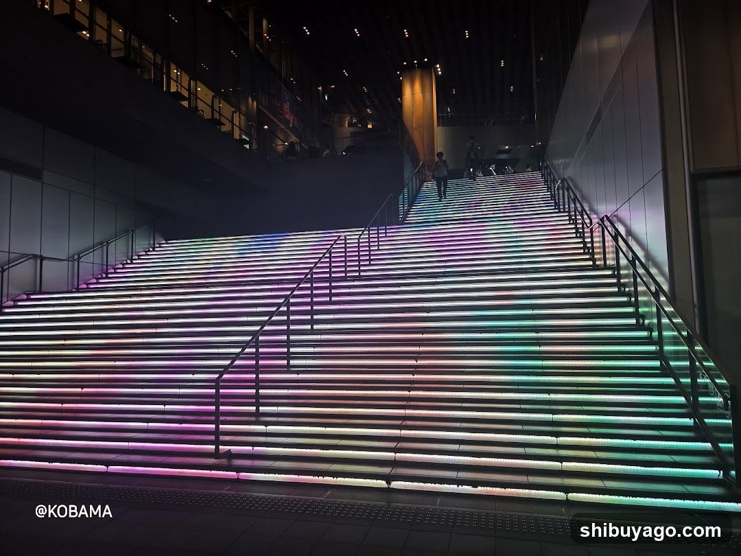 Illuminated Stairs at Night