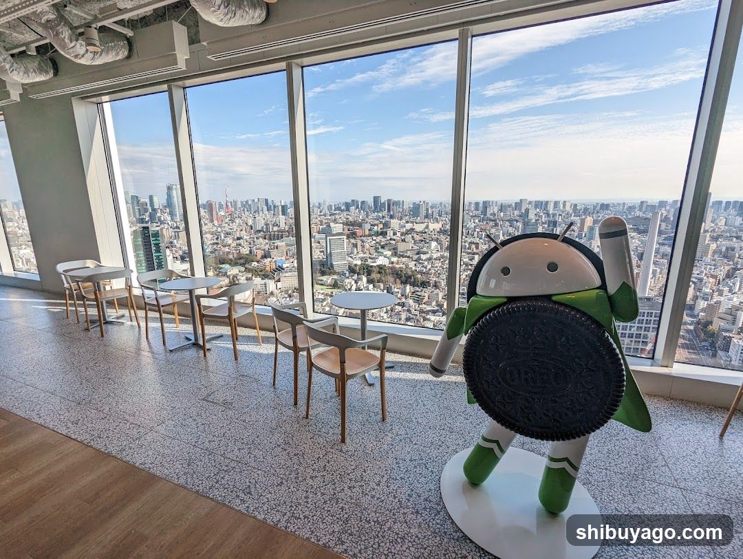 Android Oreo Statue in High-Rise Interior