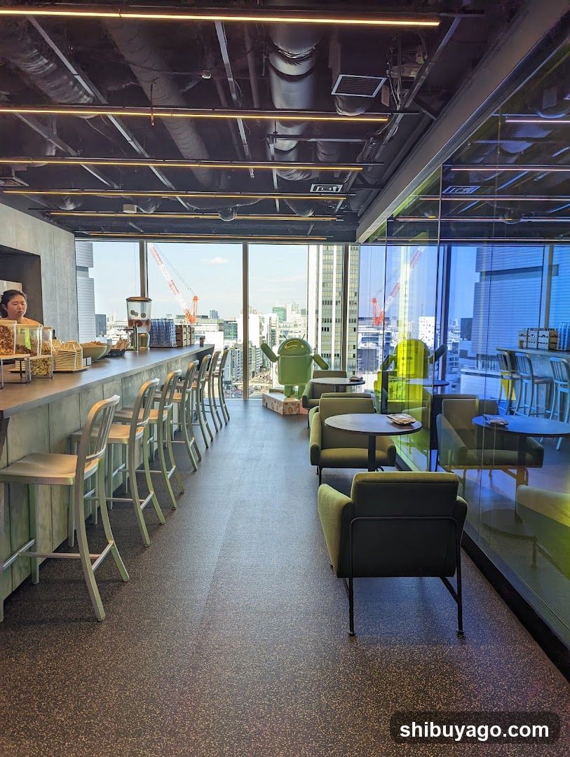 Modern Cafe Interior with City View