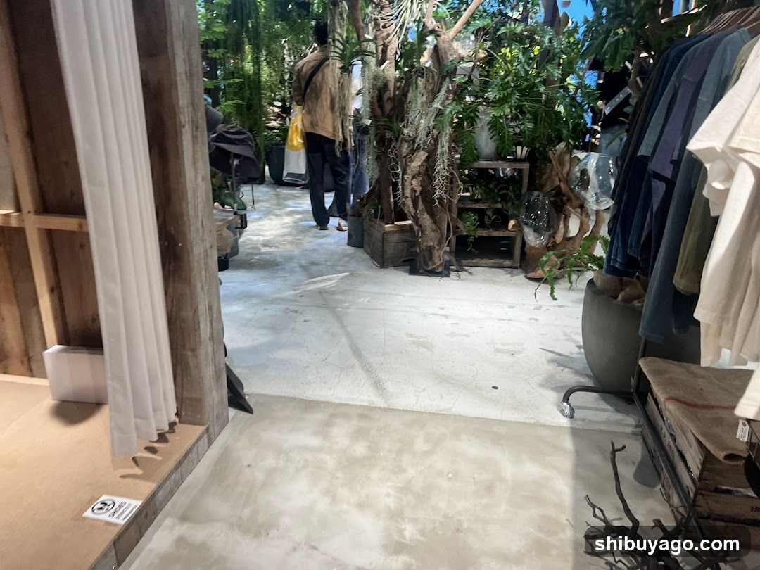 Interior of a plant and clothing store