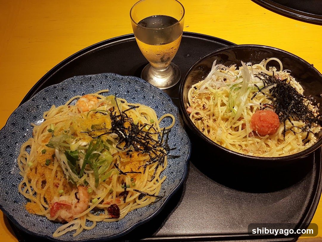 Pasta Dish with Seafood Toppings
