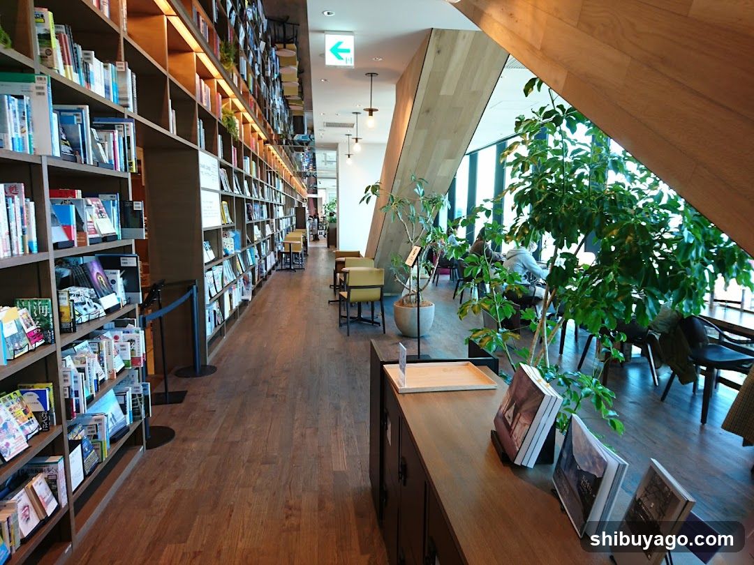 Interior of a modern bookstore or library with seating area