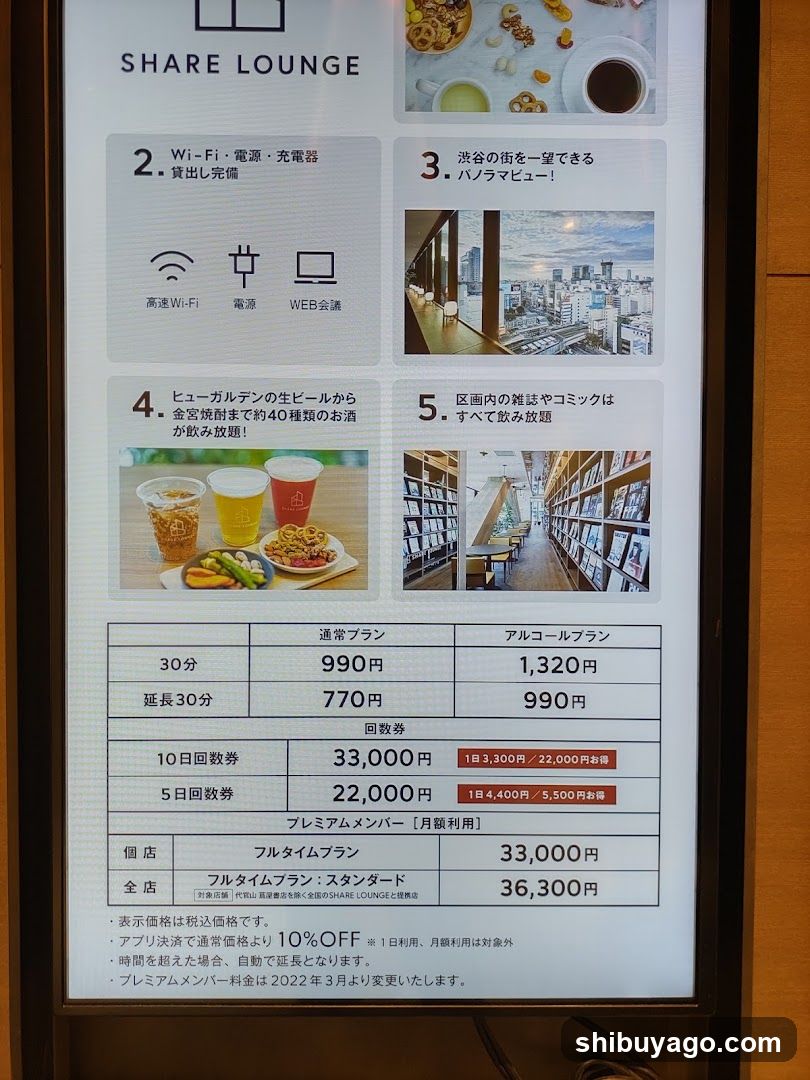 SHARE LOUNGE Menu Board