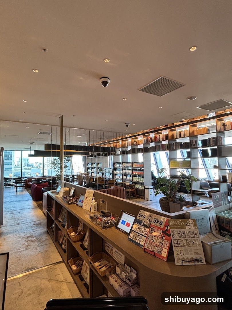 Interior of a modern bookstore or cafe