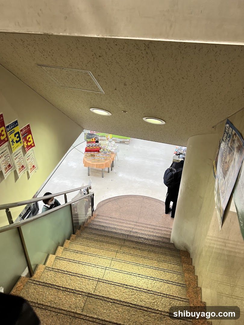 Staircase View to Store Entrance