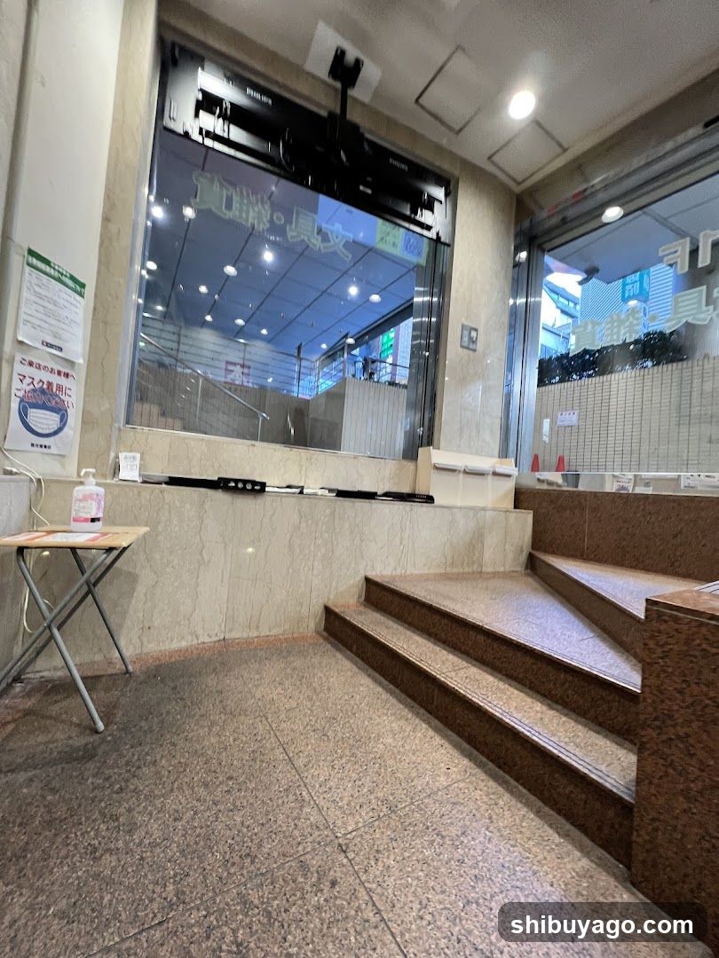 Entrance Area with Steps and Signage