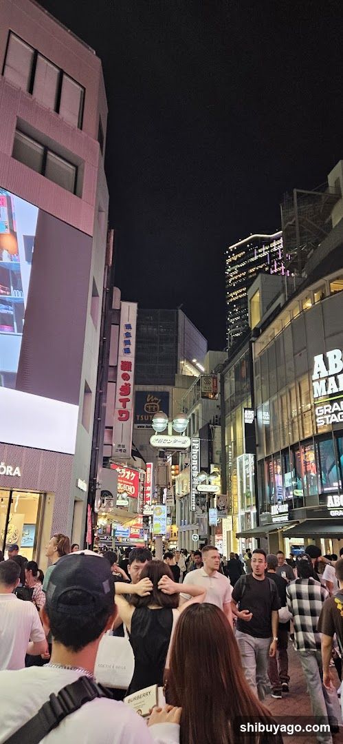 Night Street Scene with Crowds and Storefronts