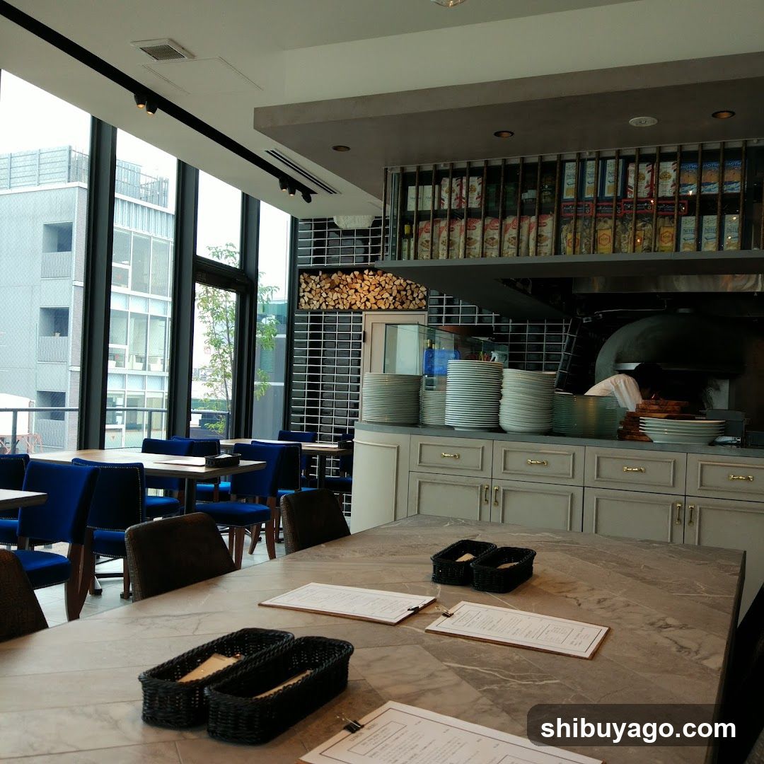 Restaurant Interior with Kitchen View