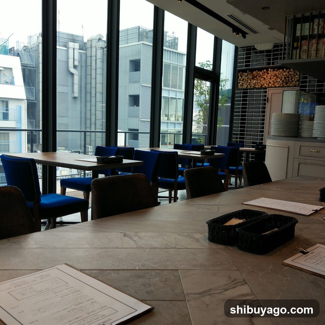 Restaurant Interior with City View