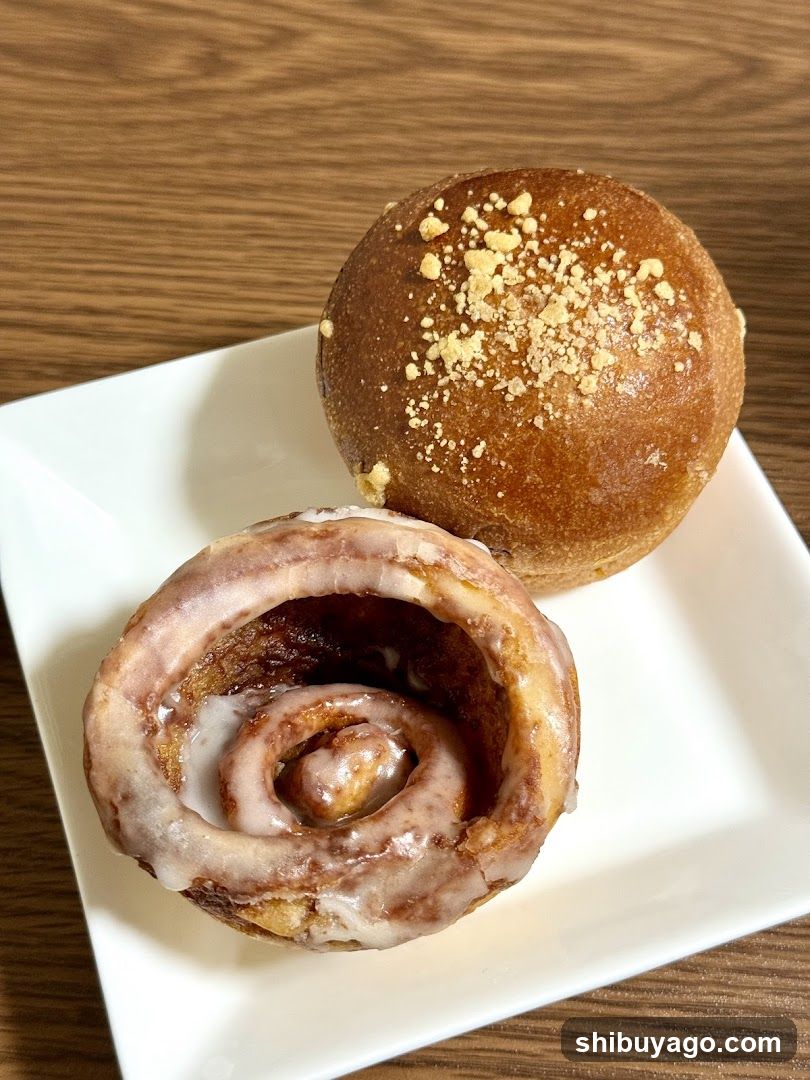 Cinnamon Roll and Bun on Plate