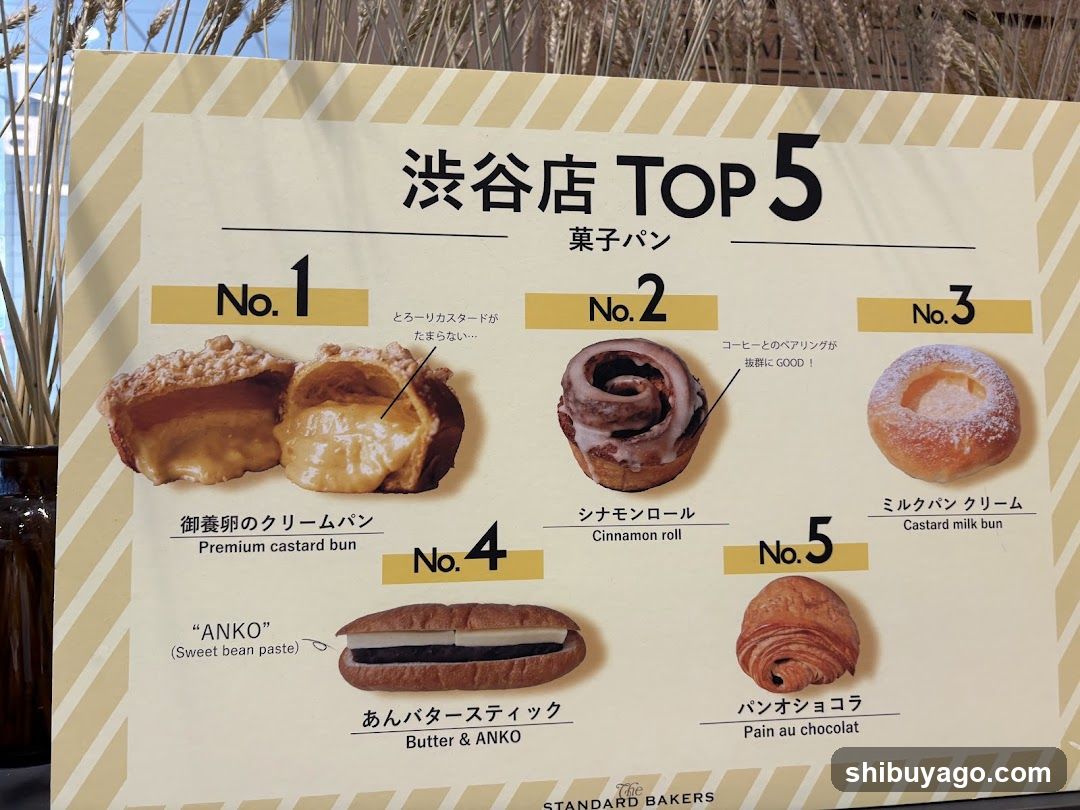 Standard Bakers Shibuya Store Top 5 Pastries Menu Display
