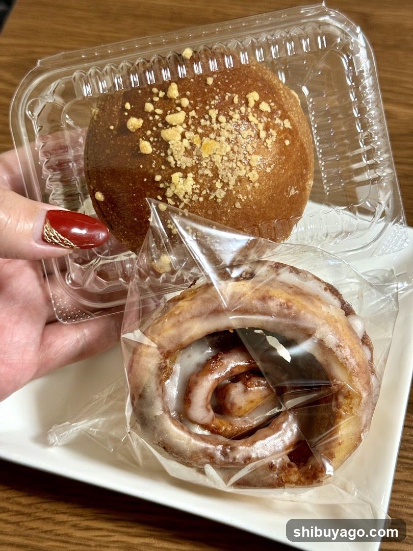 Cinnamon Roll and Donut in Packaging