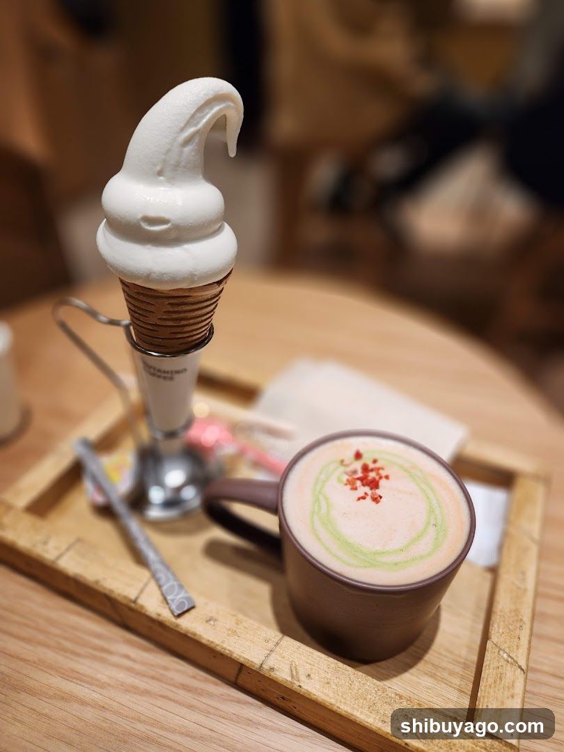 Matcha Latte and Soft Serve Ice Cream