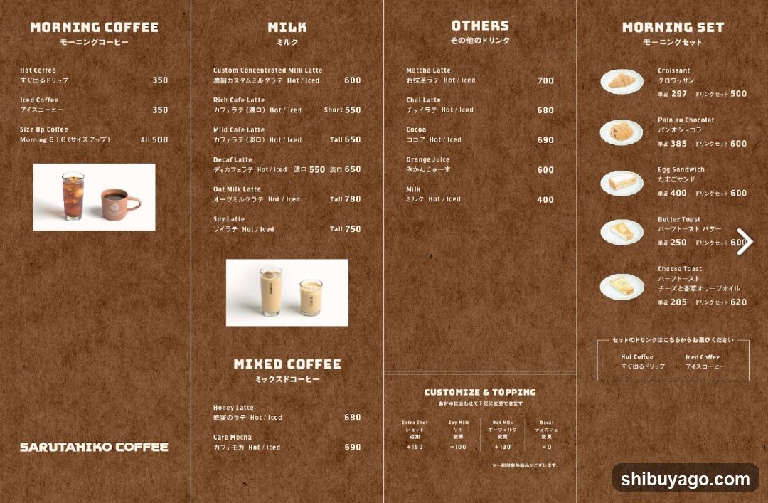 Morning Coffee Menu