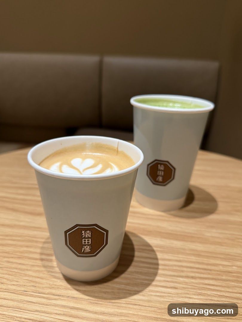 Latte and Matcha in Paper Cups
