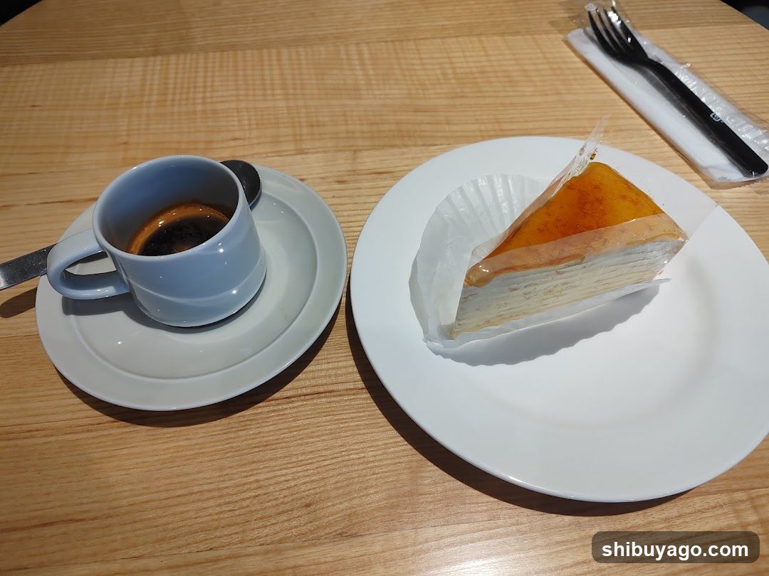 Coffee and Cake on Wooden Table