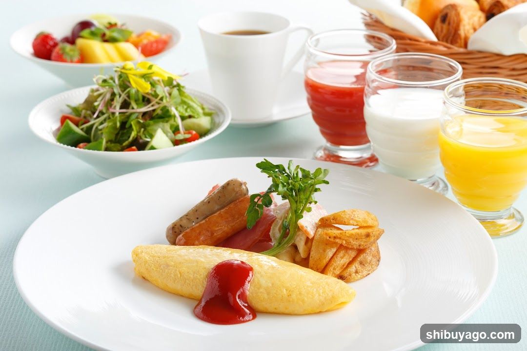 Breakfast Spread with Omelette and Sides