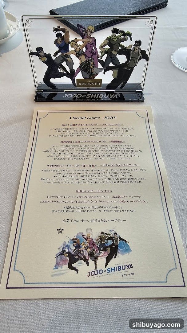 Jojo's Bizarre Adventure Shibuya Event Menu and Display