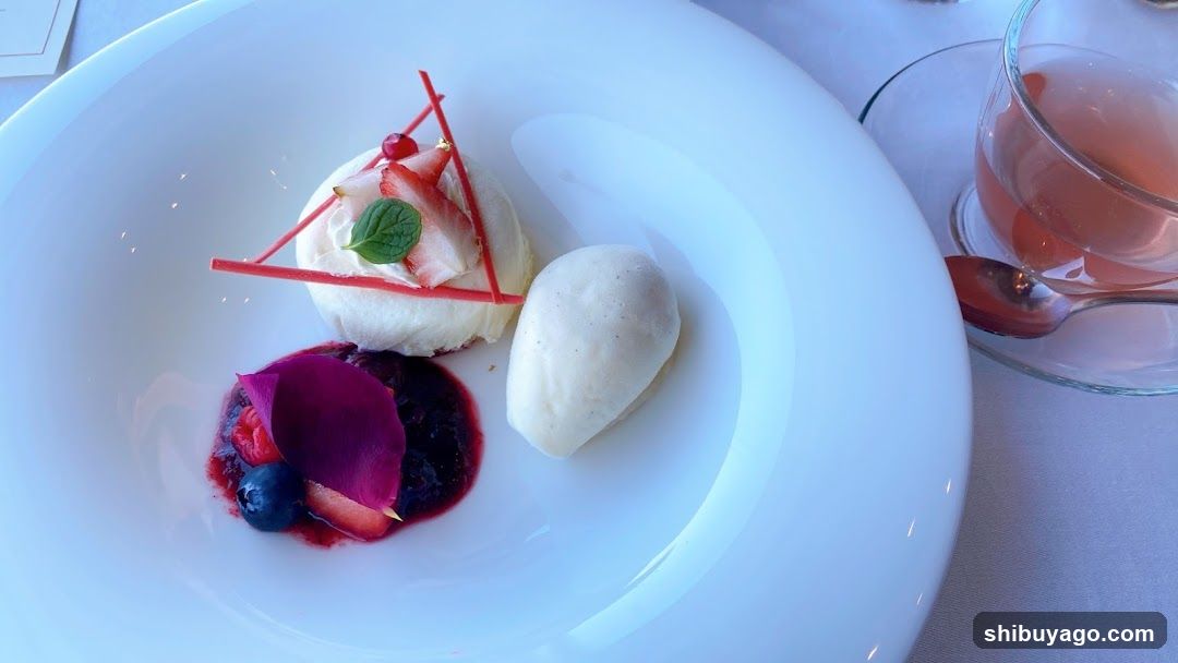 Dessert Plating with Fruit and Cream