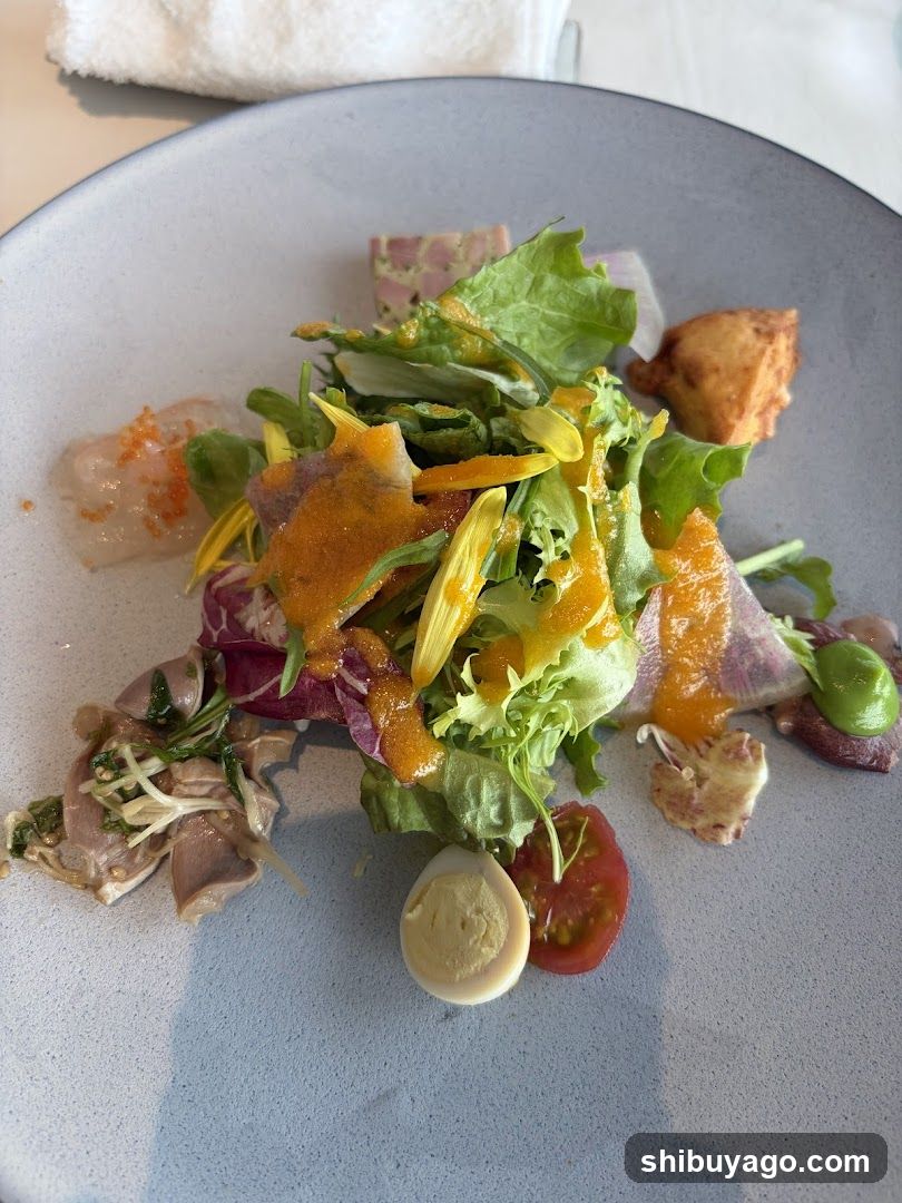 Salad with Dressing and Garnishes